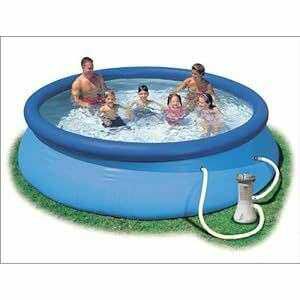 Intex 12348 Pool für den Sommer, blau  Produktabmessungen	3,96L x 3,96B x 0,84H m für 32,46€ PVG 64,90€