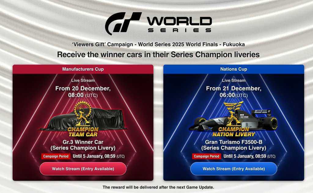 Gran Turismo 7 (PS4, PS5) 2 gratis Fahrzeuge : F1 Gran Turismo F3500 B und „Championteam der Saison“ Auto (Gr.3)