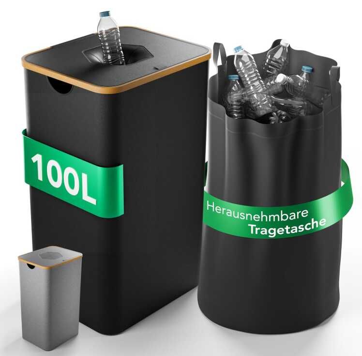 Pfandflaschen Sammelbehälter 100L mit Tragetasche I Flaschensammler für 30 40 Flaschen 19,90€ (statt 29,90€)