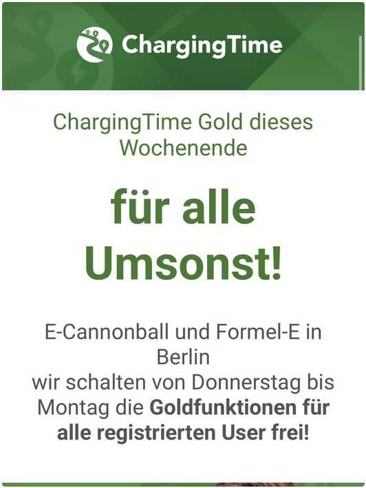 ChargingTime   gratis Gold Abonnement von 30.04. bis 04.05.2026