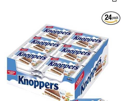 (Prime) Storck Knoppers 24 Stück, gefüllte Waffelschnitten mit Haselnüssen (24 x 25 g) (Prime) Storck Knoppers 24 Stück, gefüllte Waffelschnitten mit Haselnüssen (24 x 25 g)