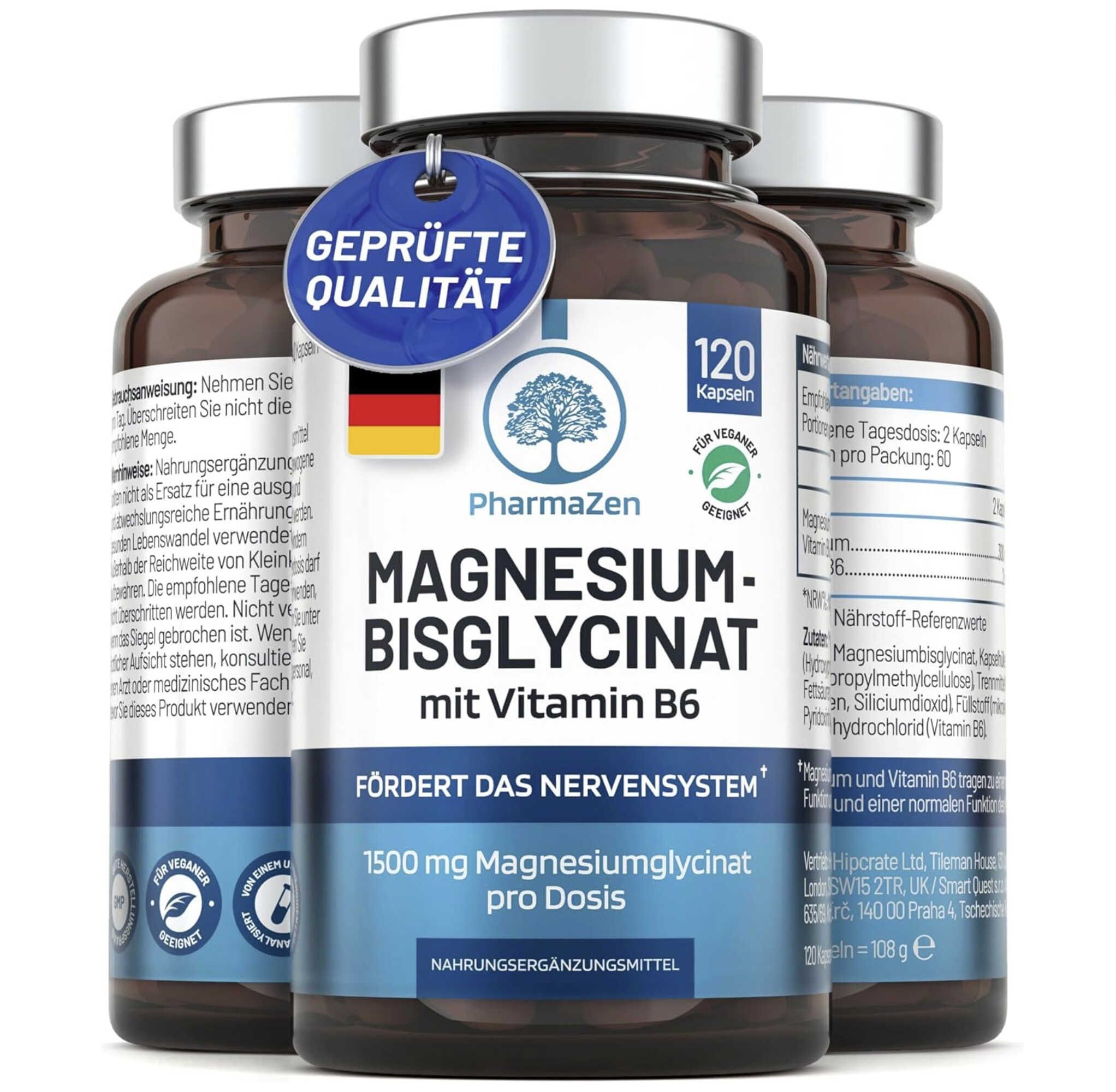 120er Pack Magnesium Bisglycinat hochdosiert – 1500 mg für 5,47€ statt 8,41€ 120er Pack Magnesium Bisglycinat hochdosiert – 1500 mg für 5,47€ statt 8,41€