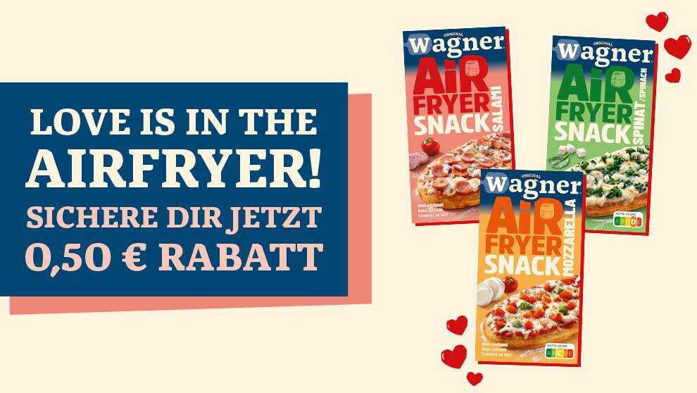 0,50€ Cashback: Original-Wagner Airfryer Pizza-Snacks 0,50€ Cashback: Original Wagner Airfryer Pizza Snacks