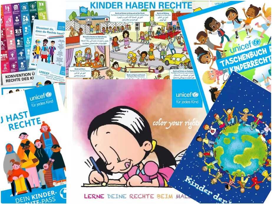 (Unicef) Kinderbücher, Lernmaterial, Kinderpass, Rätselbuch, Poster, Spiele, Malbuch u.a. gratis frei Haus als Print oder Download