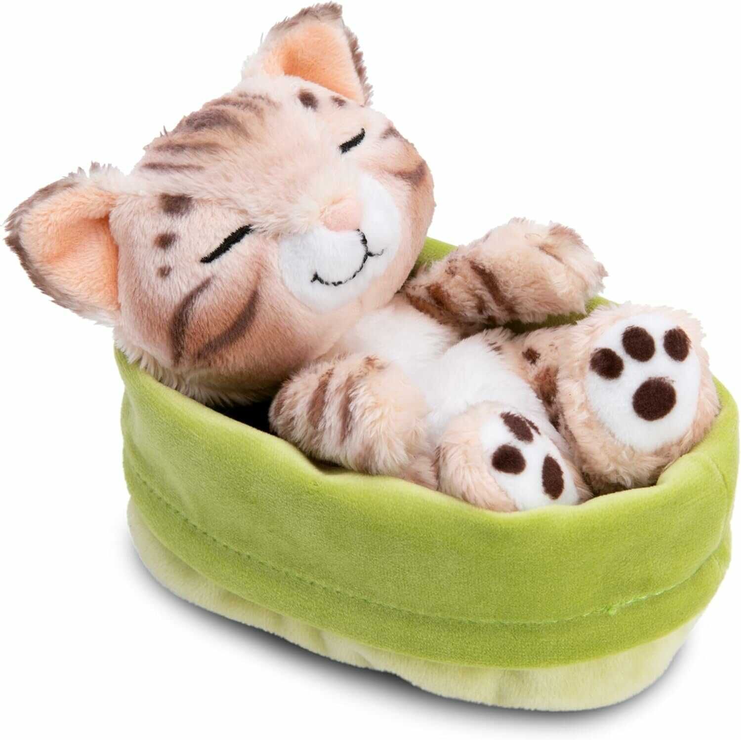NICI Kuscheltier Katze Bengal 12cm schlafend im Körbchen 9,97€ statt 15,99€