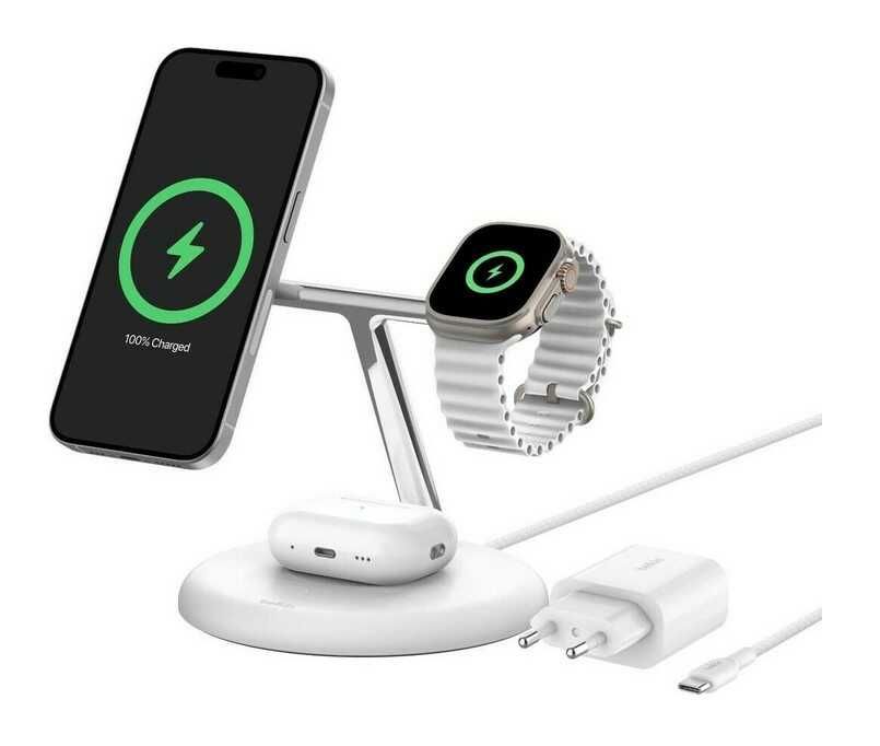 BELKIN BoostCharge Pro Kabellose magnetische 3 in 1 Ladestation mit Qi2 (15 W) in Weiß oder Schwarz je 59,99€ statt 79,99€