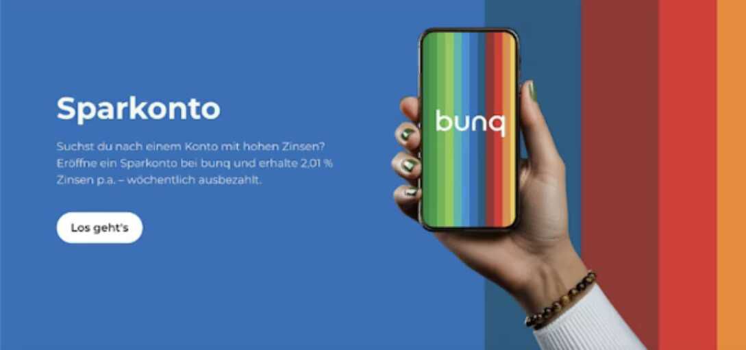 Super flexible Bank mit Tagesgeld 2,01% p. a. bei bunq | Jetzt anschauen! Super flexible Bank mit Tagesgeld 2,01% p. a. bei bunq | Jetzt anschauen!