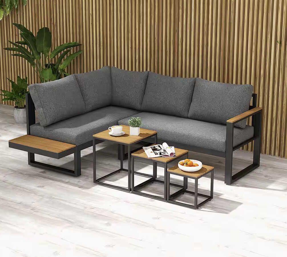 OUTSUNNY Gartengarnitur mit Ecksofa für 512,72€ statt 578,90€