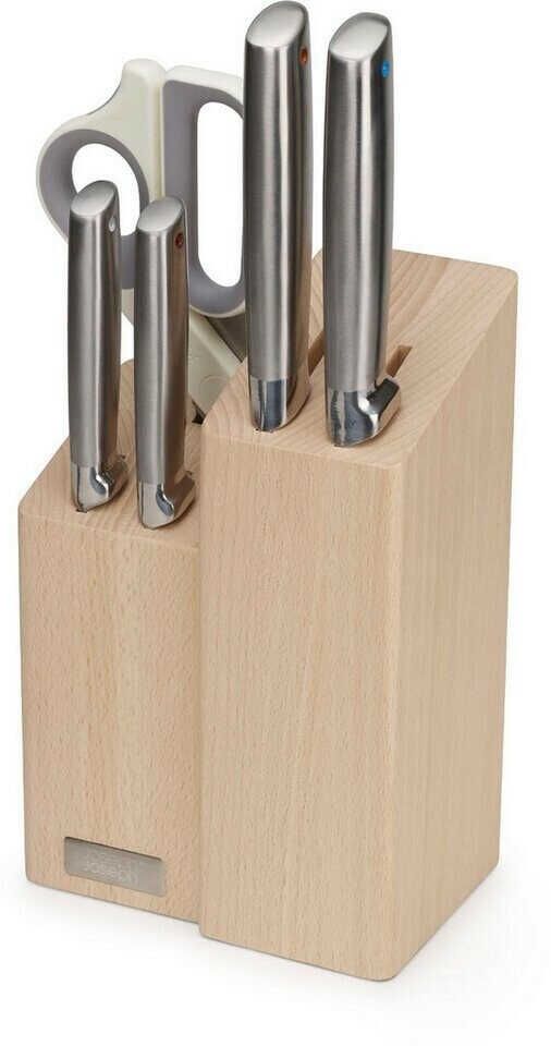 Joseph Joseph Elevate Fusion Messer  und Scheren Set mit Buchenholzblock | 5 teilig