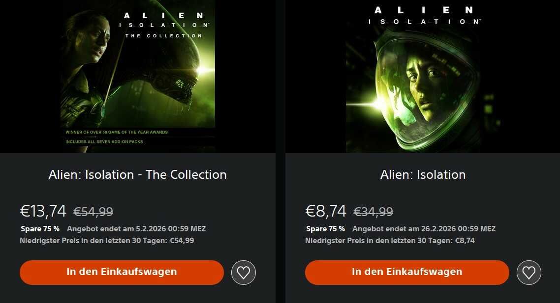 Alien: Isolation für 8,74€ statt 19,99€ | The Collection für 13,74€ statt 54,99€