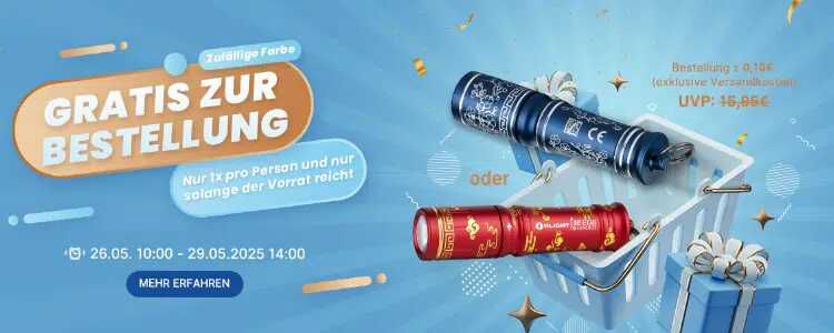 GRATIS Taschenlampe bei Olight für Neu  und Bestandskunden (5,95 €   Versand!)