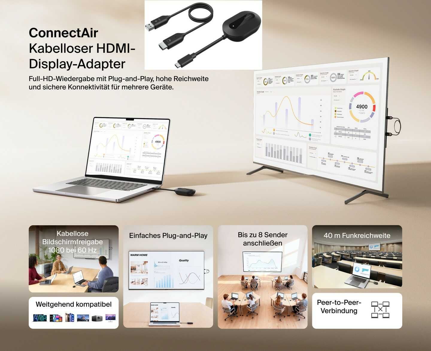 Belkin ConnectAir Kabelloser HDMI Display Adapter (AVC024hqBK) für 87,99€ statt 109,99€