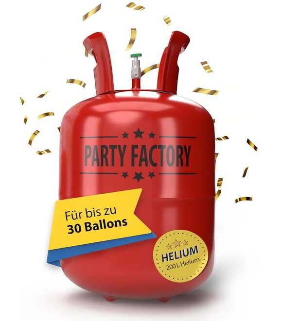 Party Factory – Helium Gasflasche 1x 200L für ca. 30 Luftballons   23,29€ statt 28,28€