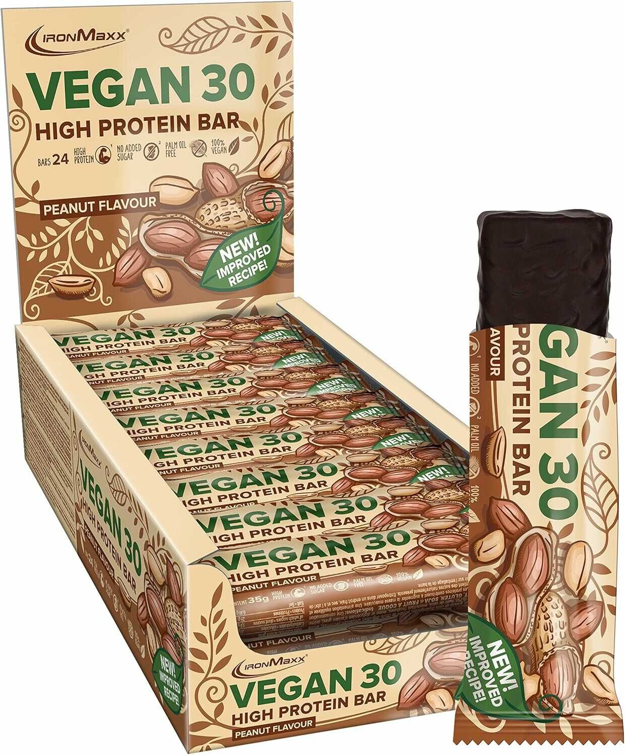 Vegan 30 Protein Bar Peanut   24 x 35g Riegel 16,40€ statt 19,68€