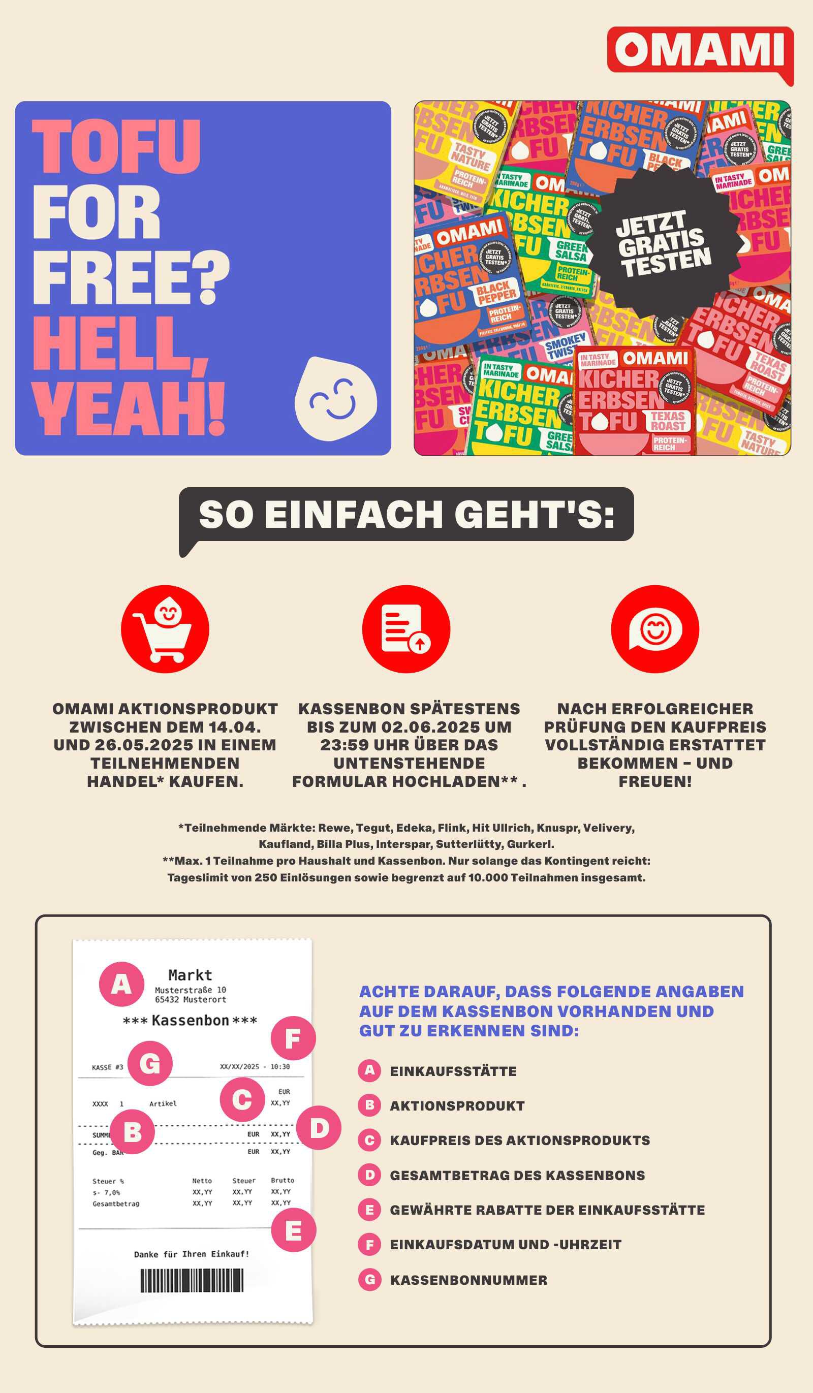 100% Cashback auf Omami Tofu – ab heute gratis testen (REWE, Edeka, Kaufland)
