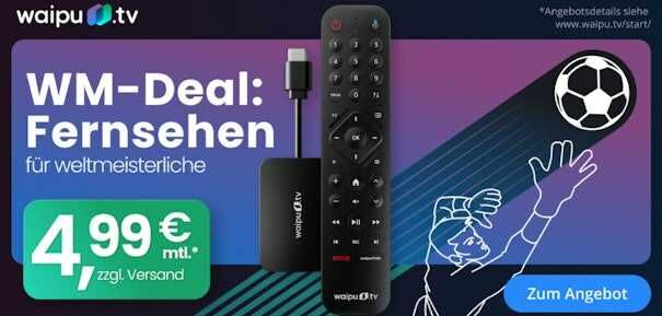 Waipu.tv Startpaket: waipu.tv Stick + 1 Jahr über 250 TV-Sender für 4,99€ monatlich Waipu.tv Startpaket: waipu.tv Stick + 1 Jahr über 250 TV Sender für 4,99€ monatlich