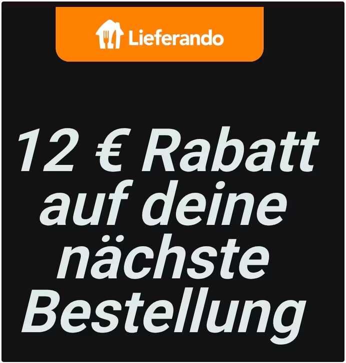 Lieferando 12€ Gutschein MBW 24 EUR - Bestandskunden | 1x pro Kunde - Webseite + App | im Account ist der Code hinterlegt | personalisiert Lieferando 12€ Gutschein MBW 24 EUR Bestandskunden | 1x pro Kunde Webseite + App | im Account ist der Code hinterlegt | personalisiert