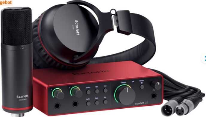 Focusrite Scarlett 2i2 Studio (4. Gen) USB Audio Interface Bundle 216€ statt 259,66€