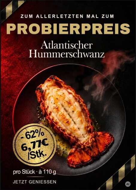 🦞 62% Rabatt: Atlantischer Hummerschwanz aus Wildfang für 6,77€ statt 17,59€ 🦞 62% Rabatt: Atlantischer Hummerschwanz aus Wildfang für 6,77€ statt 17,59€