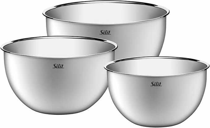 SILIT Küchenschüssel-Set 3-teilig 18 cm - 22 cm - 24 cm Edelstahl Rührschüssel, Salatschüssel, Servierschüssel (Prime) SILIT Küchenschüssel Set 3 teilig 18 cm   22 cm   24 cm Edelstahl Rührschüssel, Salatschüssel, Servierschüssel (Prime)