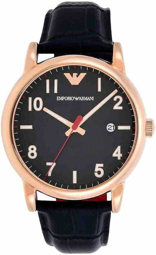 Emporio Armani AR11135 Herrenuhr Roségold Blau Leder 43mm 48,42€ statt 87,56€