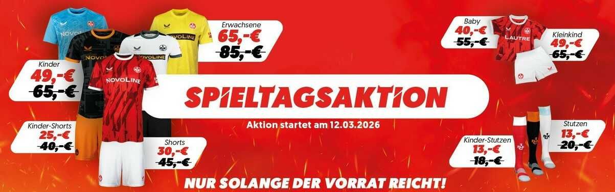 1. FC Kaiserslautern Trikot (Kinder) für 49€ statt 65€ (Erwachsene) für 65€ statt 85€ + Versand 1. FC Kaiserslautern Trikot (Kinder) für 49€ statt 65€ (Erwachsene) für 65€ statt 85€ + Versand