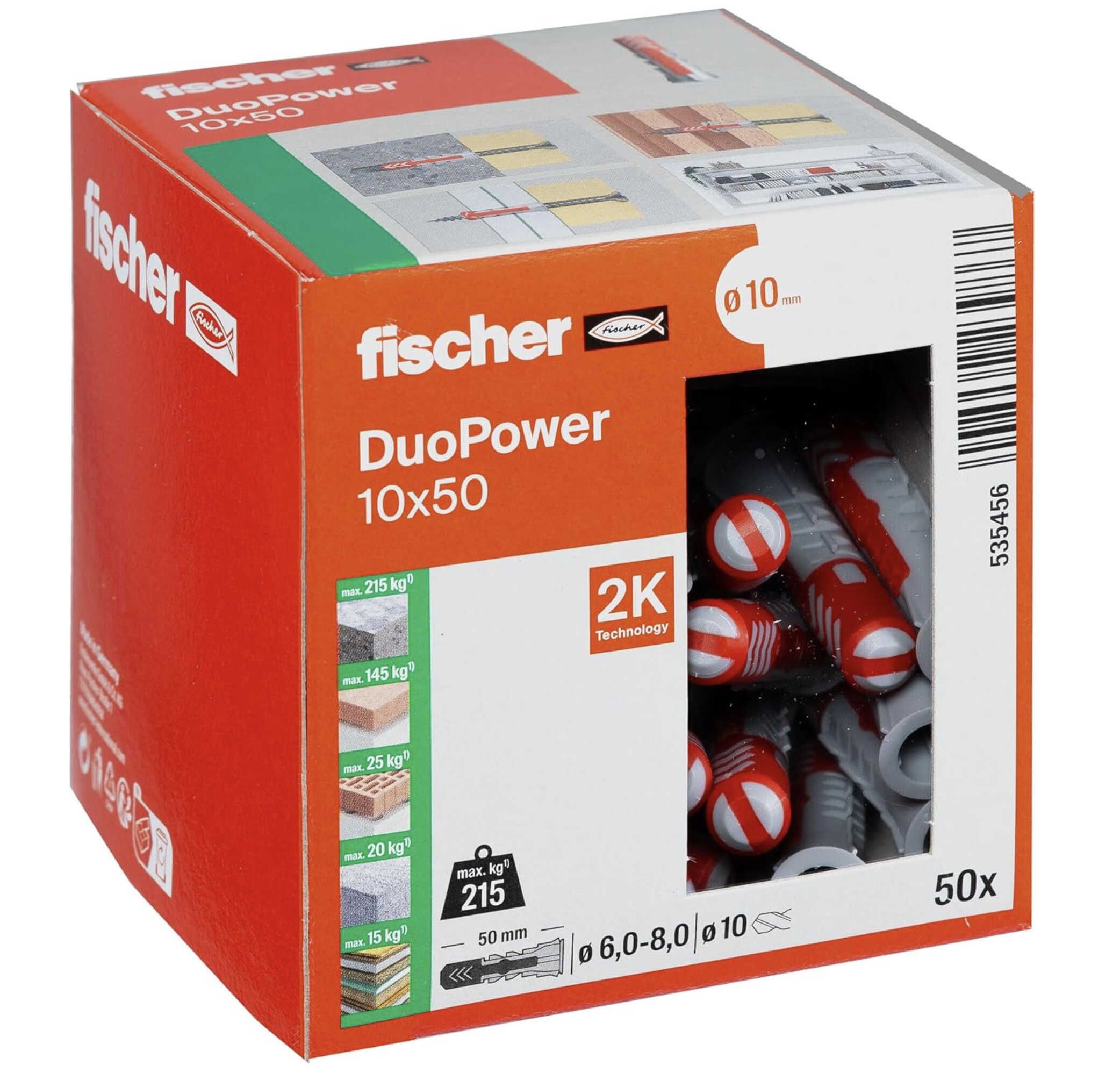50er Pack fischer DuoPower 10 x 50, Universaldübel für 6,55€ statt 13,19€ 50er Pack fischer DuoPower 10 x 50, Universaldübel für 6,55€ statt 13,19€