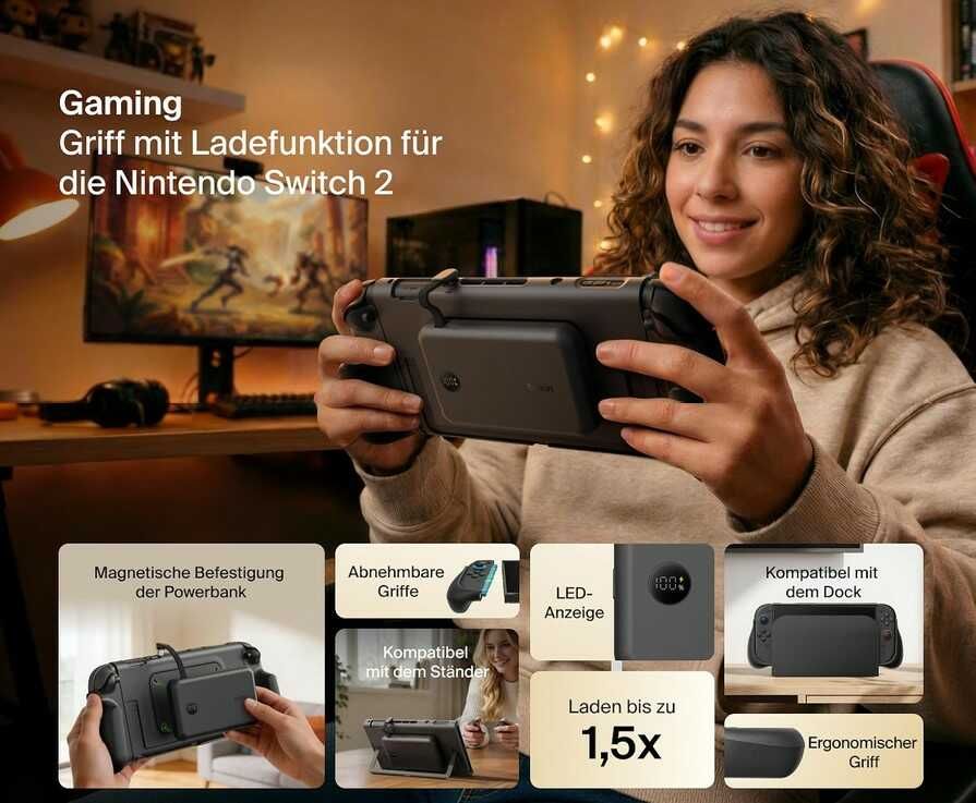 Belkin Gaming Griff mit 10.000mAh Powerbank für Nintendo Switch 2 (Schwarz oder Lila) je 67,99€ statt 79,99€ Belkin Gaming Griff mit 10.000mAh Powerbank für Nintendo Switch 2 (Schwarz oder Lila) je 67,99€ statt 79,99€