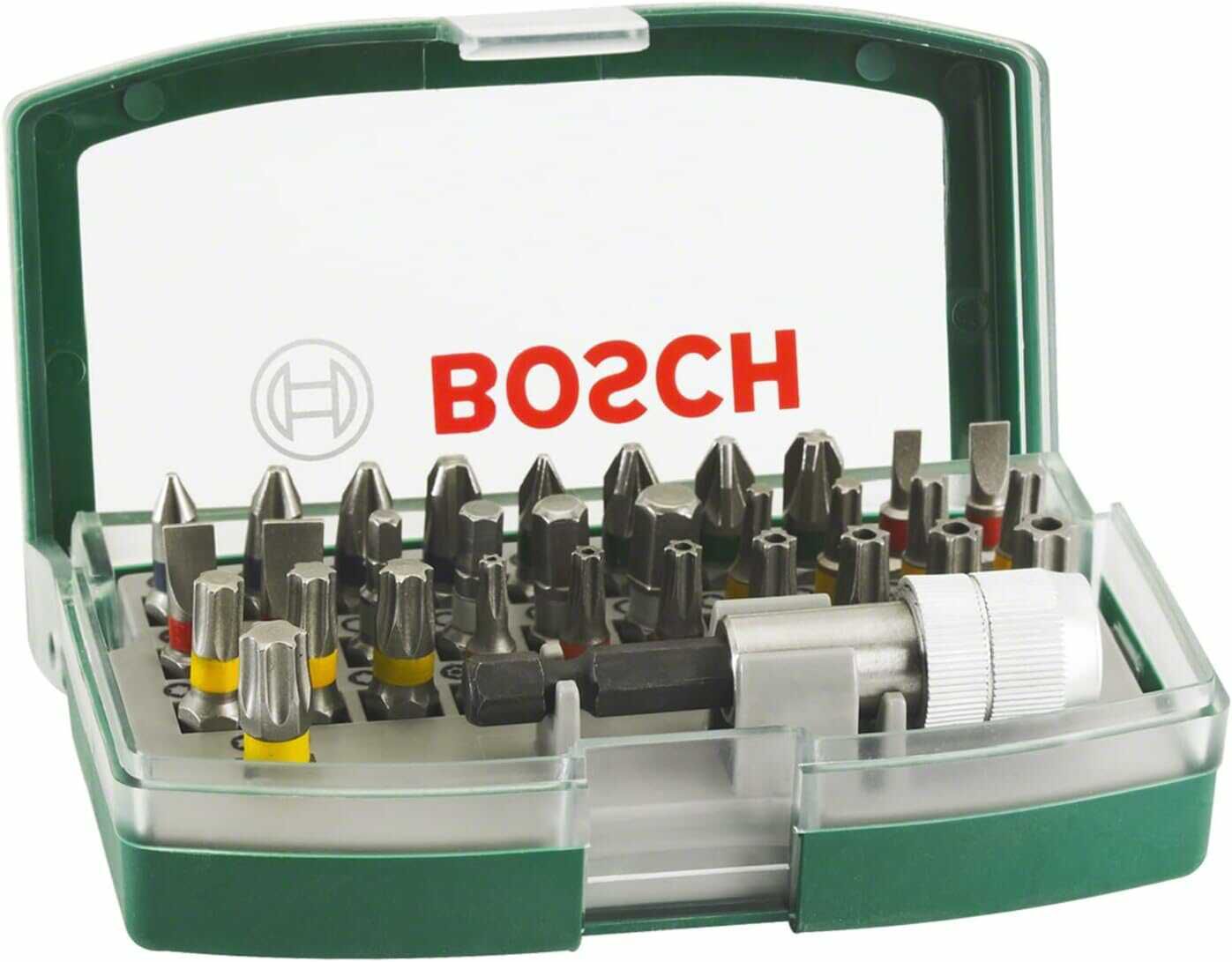 Bosch 32tlg. Schrauberbit Set (PH , PZ , Hex , T , TH , S Bit, Zubehör Bohrschrauber und Schraubendreher) für 6,79€ PVG 12,74€