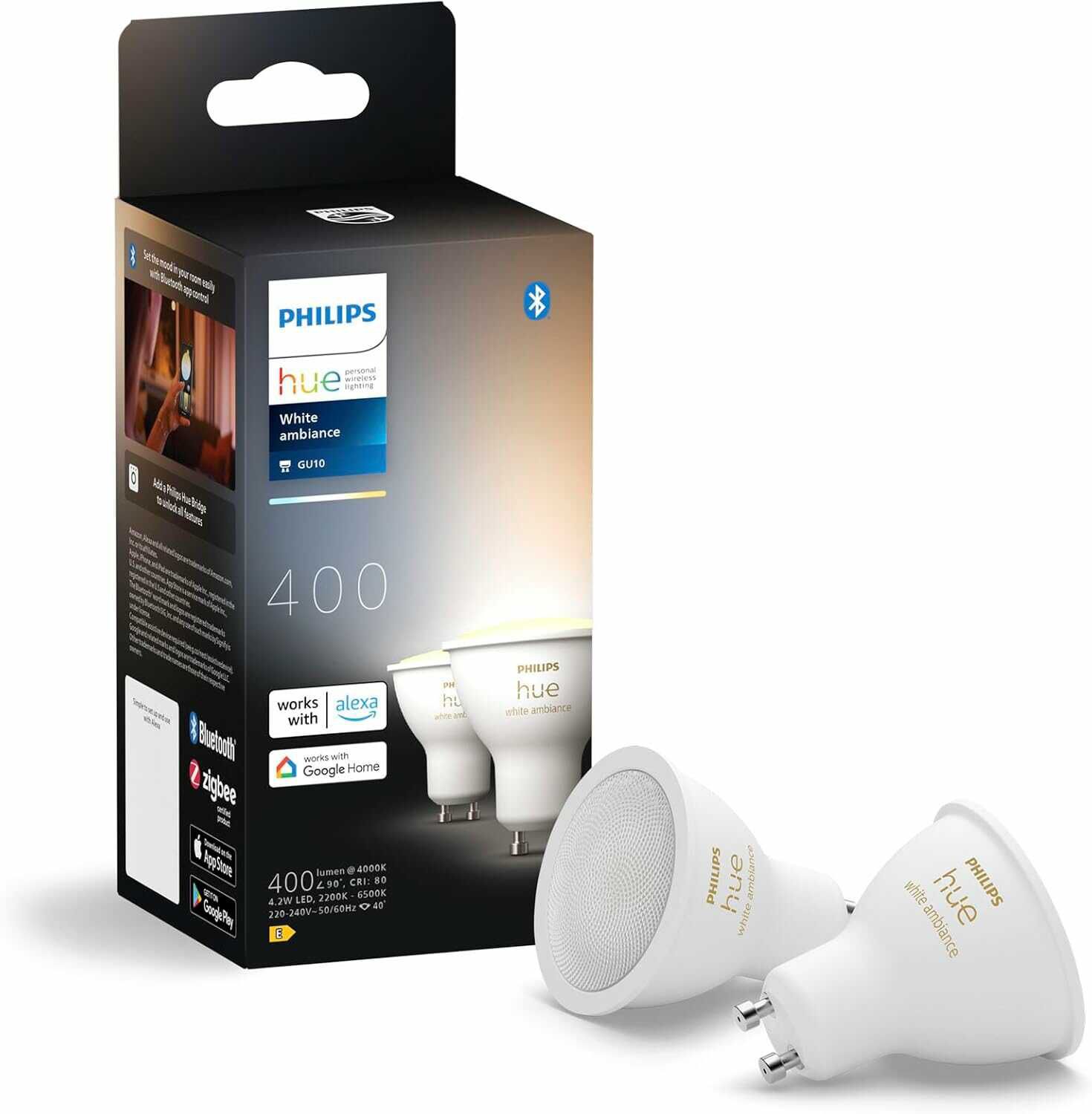 Philips Hue White Ambiance GU10 LED Spot 2er Pack 29,99€ statt  39,99€