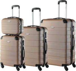 Monzana Hartschalenkofferset Essential + Beautycase, champagner für 95,94€ statt 166,95€
