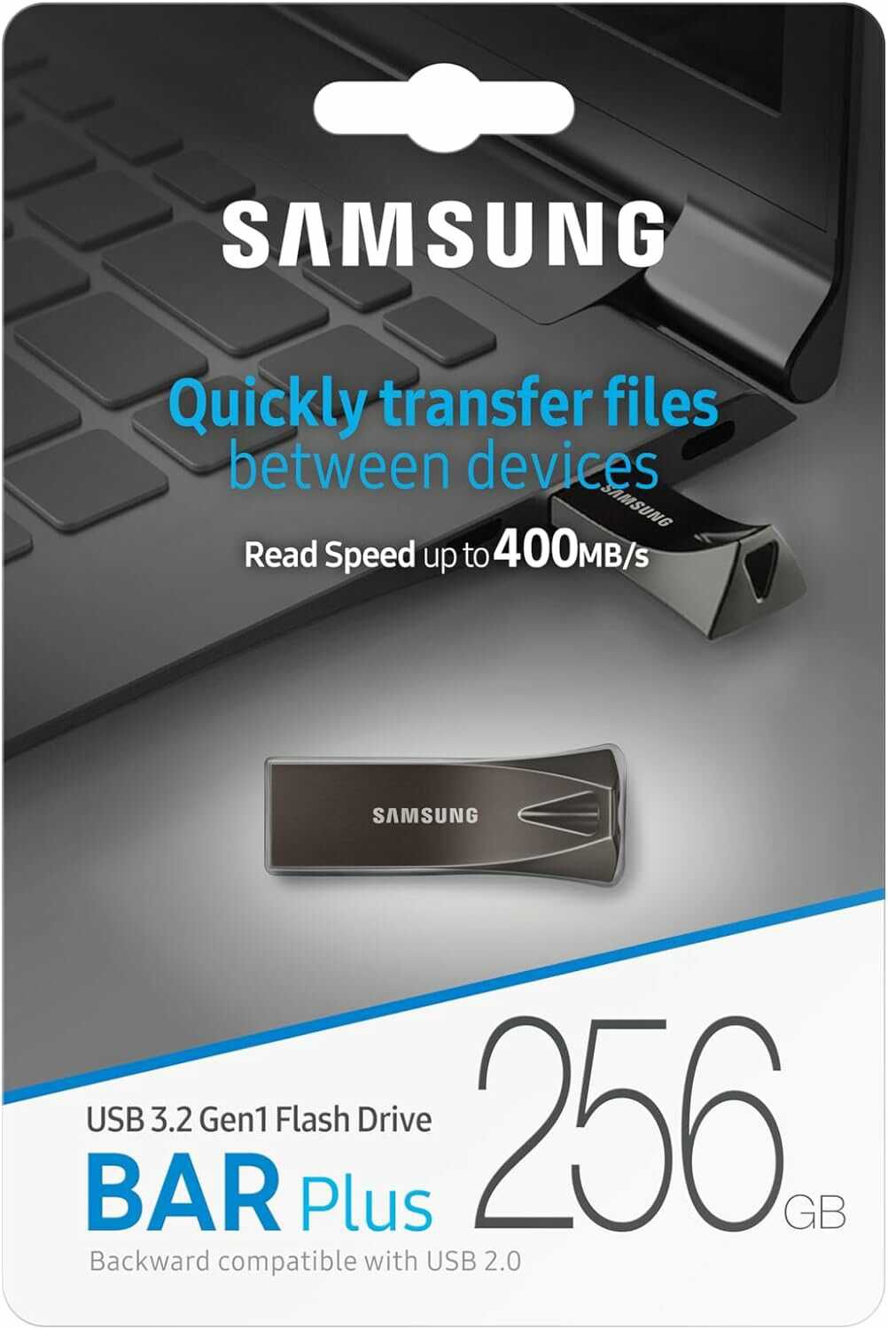 Samsung BAR Plus USB Stick Typ A, 256 GB, 400 MB/s Lesen, 110 MB/s Schreiben für 25,99€ statt 31,53€