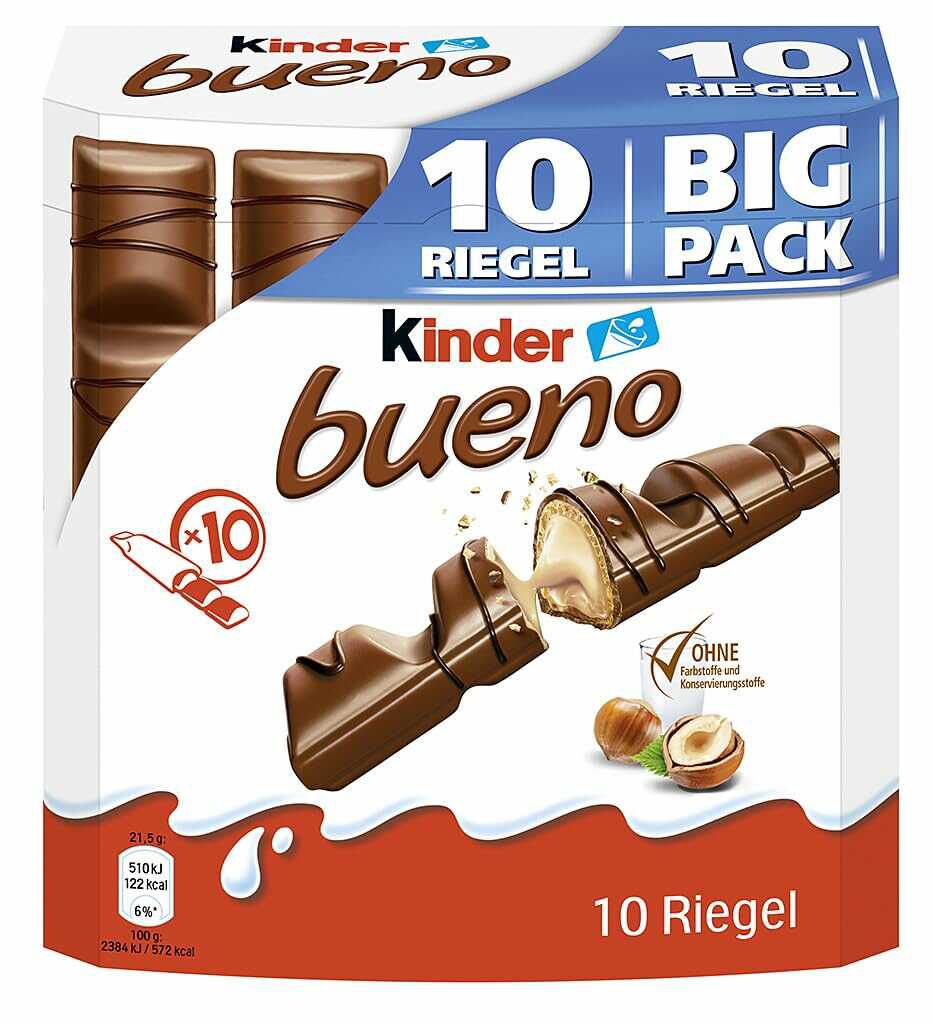 (10 x 21,5 g) Ferrero Kinder Bueno Big Pack – Schokoriegel  3,35€ statt 4,19€