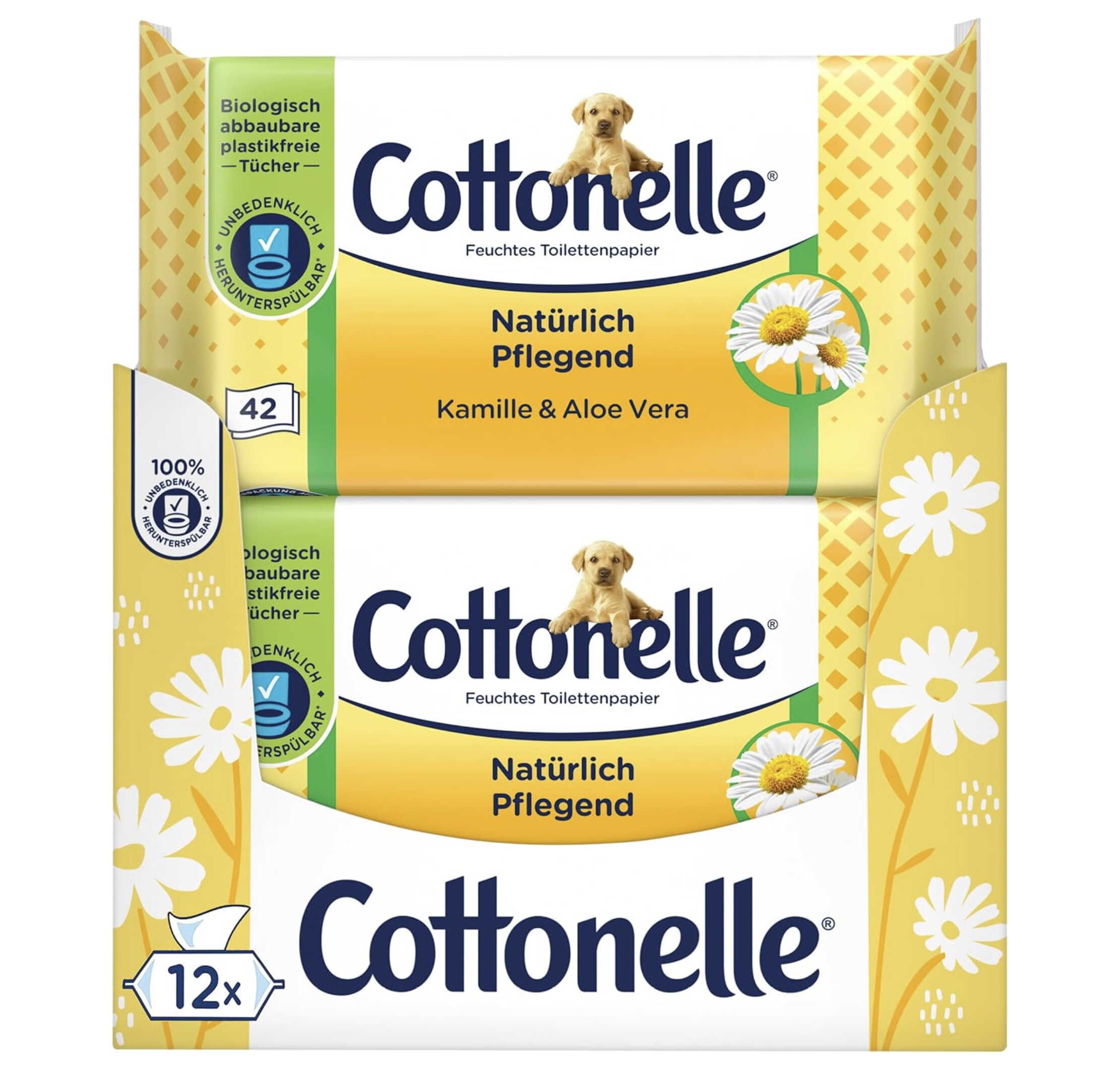 12x 42er Pack Cottonelle Feuchtes Toilettenpapier Kamille & Aloe Vera ab 14,26€ statt 18,60€