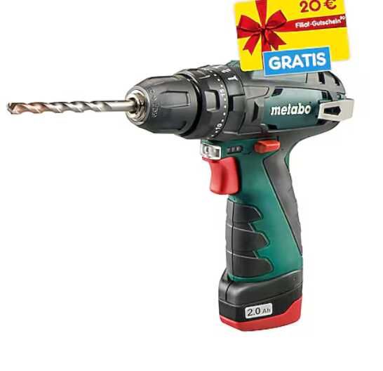 (Netto Online) Metabo Powermaxx SB Basic 2x 2,0 Ah Akku Ladegerät + 20 € Filial Gutschein