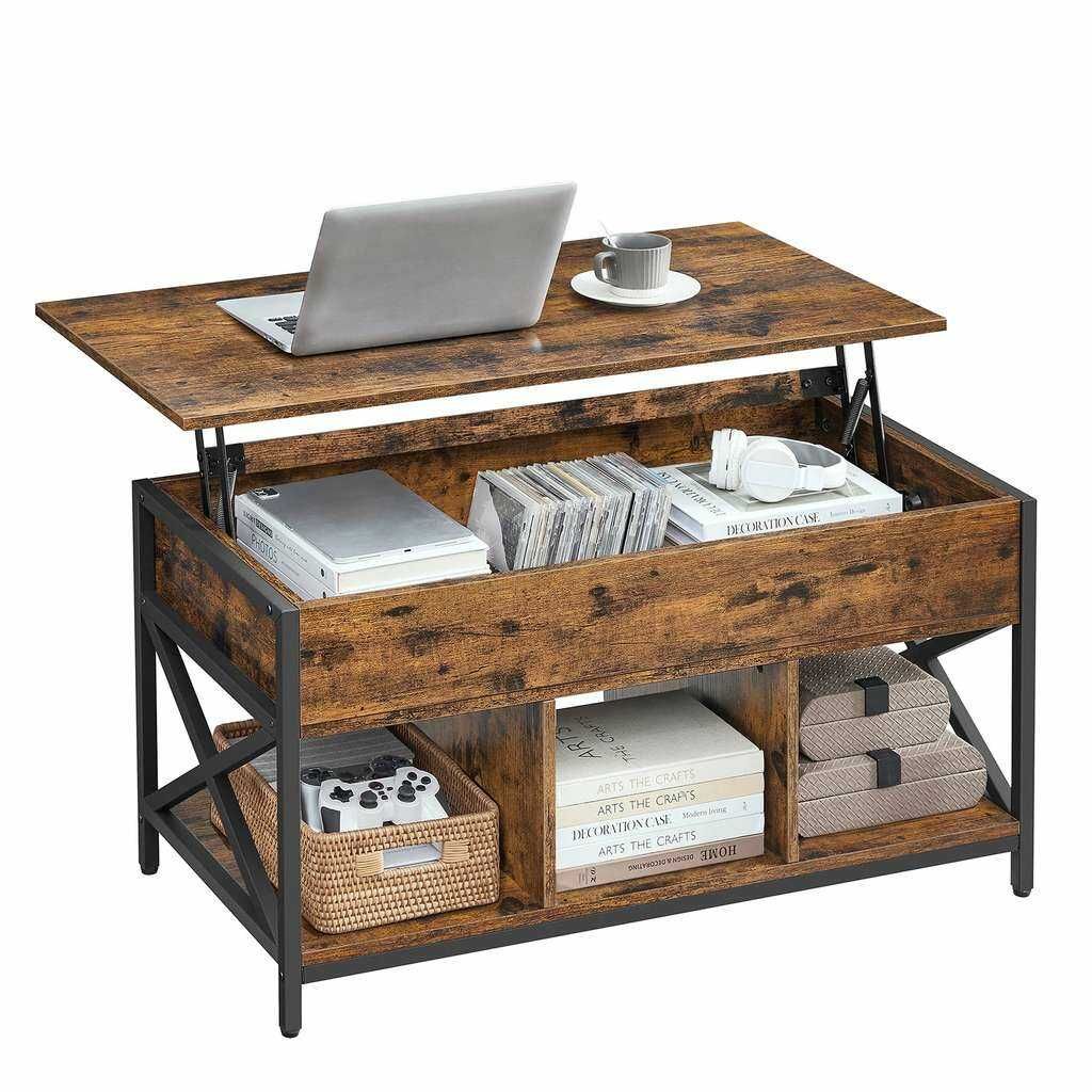 Prime - VASAGLE Couchtisch, höhenverstellbar, mit verstecktem Stauraum und offenen Fächern, Stahlgestell, 50 x 100 x (46,5-62) cm Prime VASAGLE Couchtisch, höhenverstellbar, mit verstecktem Stauraum und offenen Fächern, Stahlgestell, 50 x 100 x (46,5 62) cm