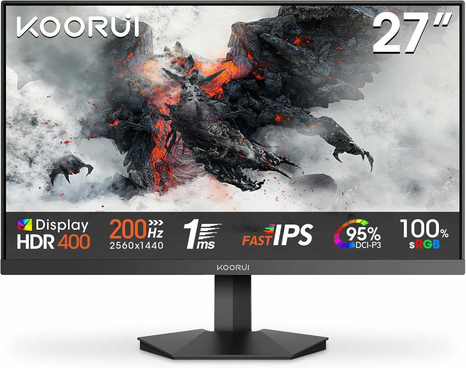 KOORUI G2721P 27 Zoll Gaming Monitor, QHD 2560x1440 Fast IPS 200Hz für 169,99€ statt  229,99€