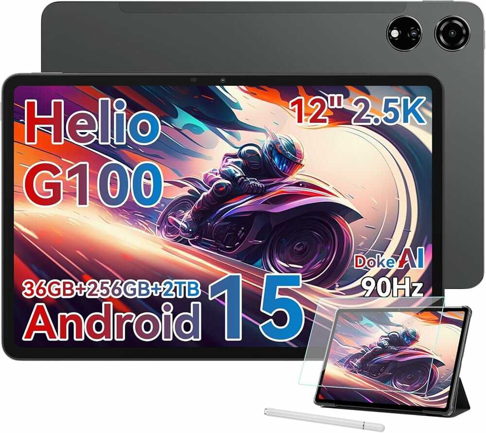 Blackview 12 Zoll 90Hz Android 15 Tablet Mega3, 2K FHD Gaming Tablets, Octa Core