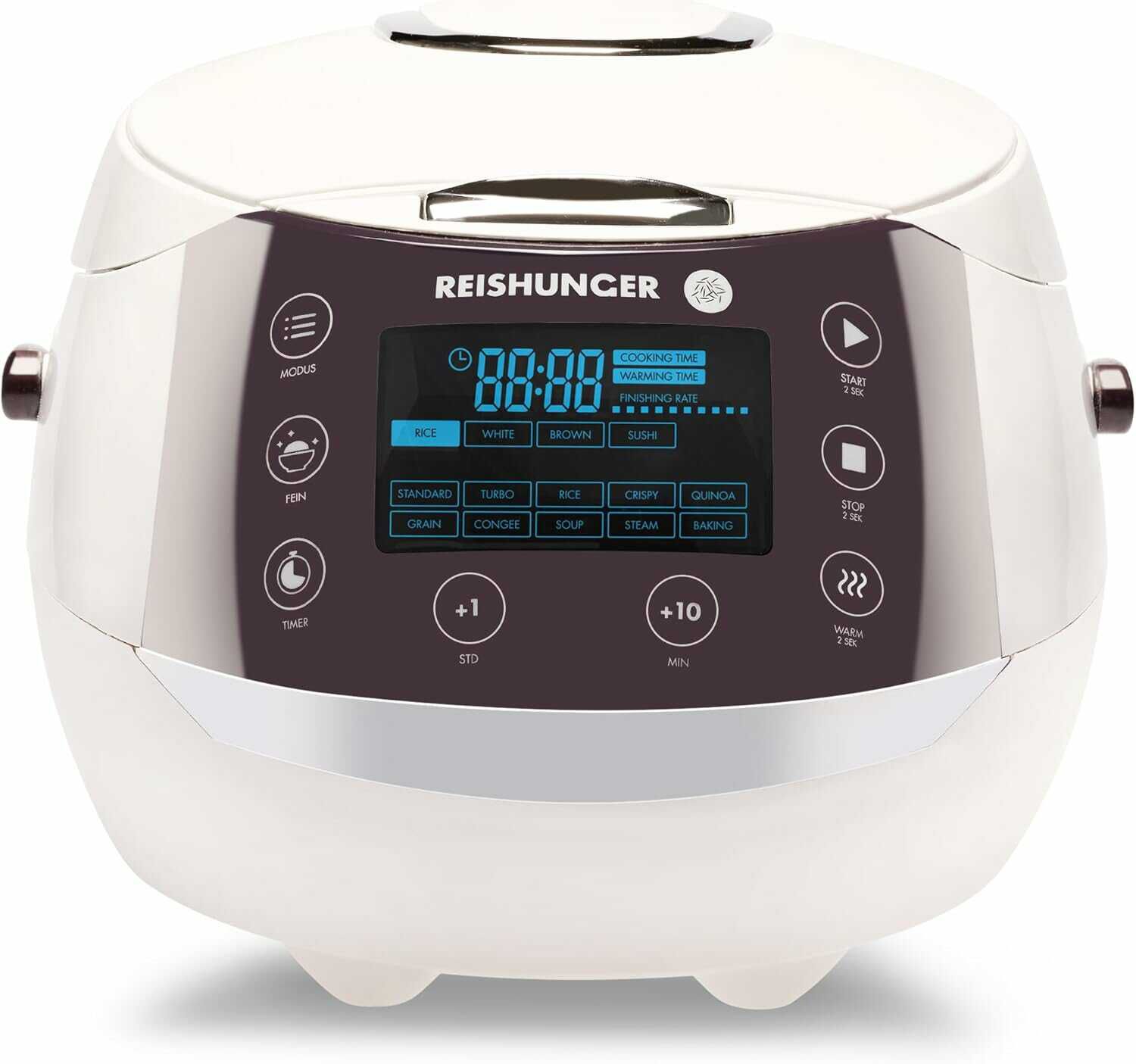 REISHUNGER Digitaler Reiskocher & Dampfgarer Weiß | 1,5 L bis 8 Personen für 159,99€ PVG 171,90€