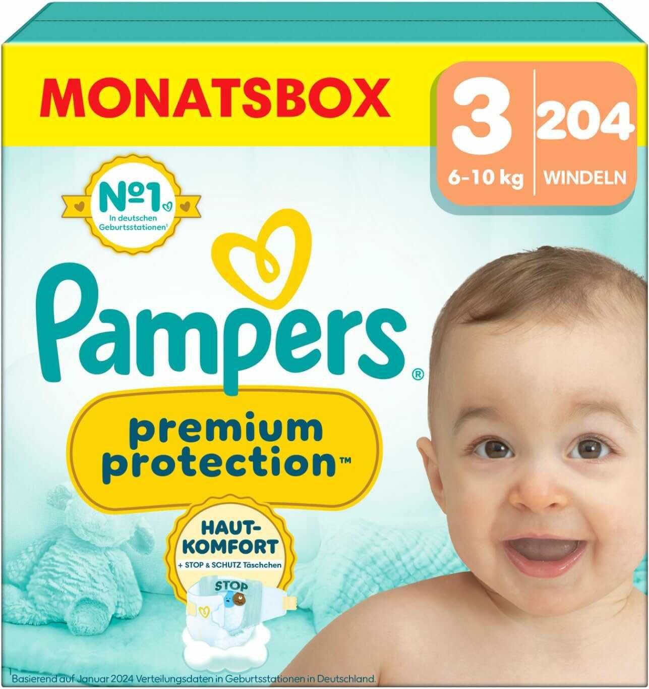 Pampers Monatsbox Größe 3 Premium Protection  39,27€ statt  54,74€