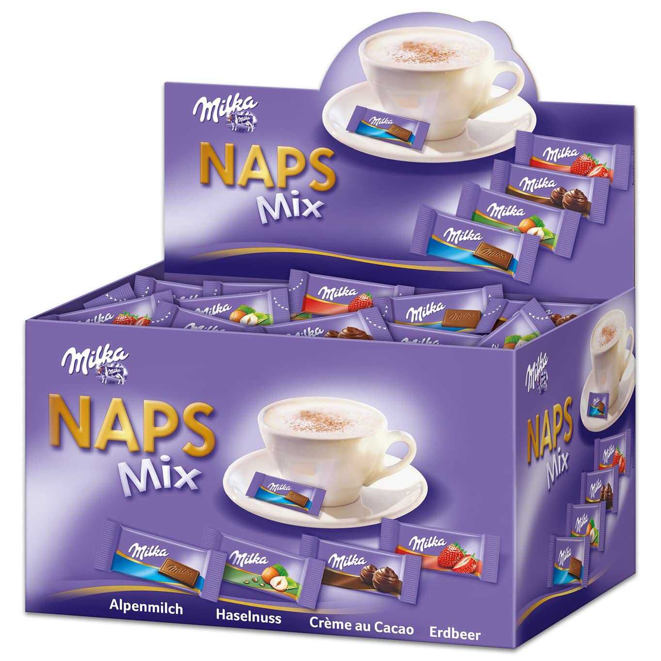 Milka Naps Mix, 355 Naps, 1,702 kg, Mini Schokoladentäfelchen (Prime Spar Abo) 18,16€ statt 33,50€