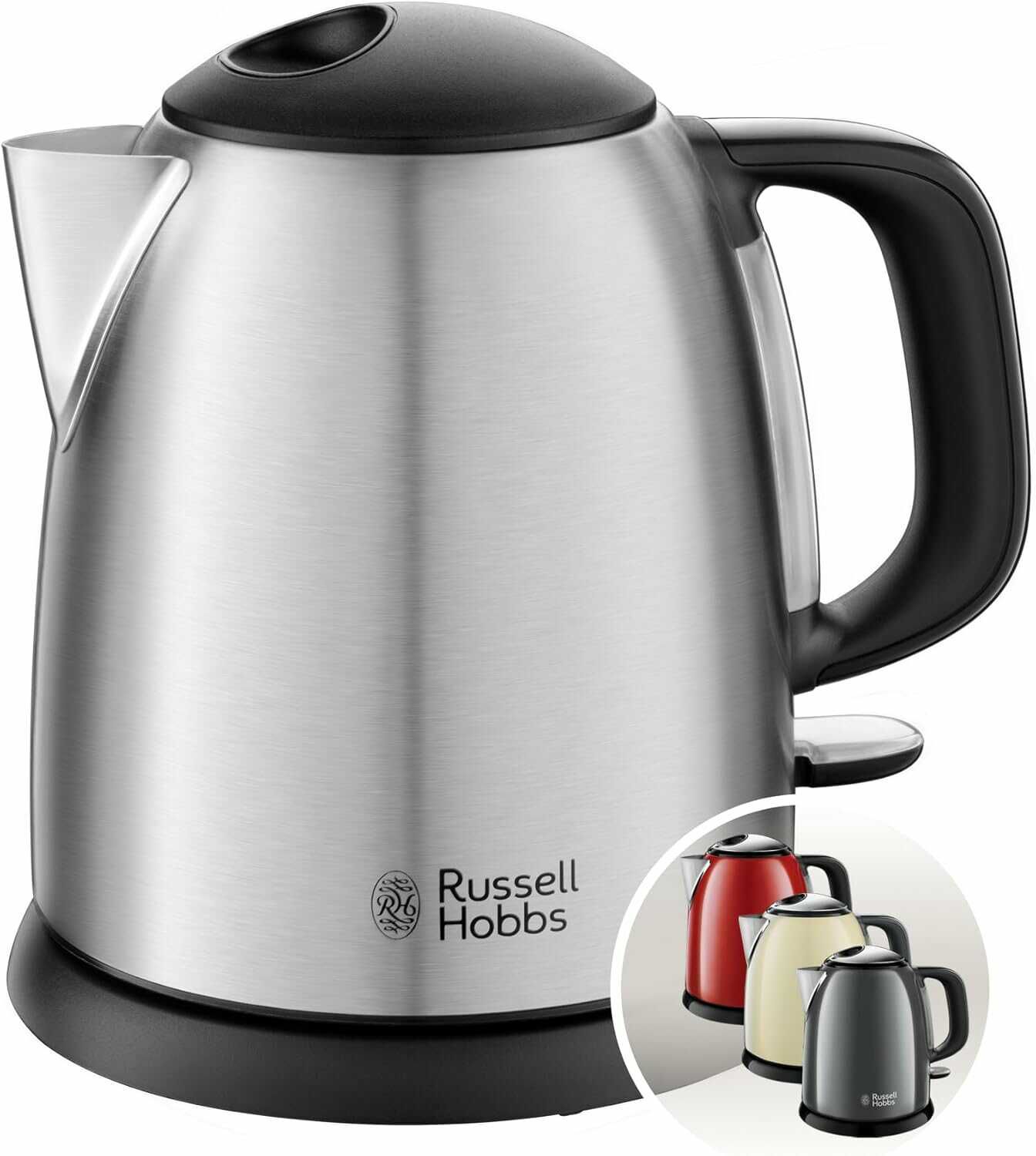Russell Hobbs Wasserkocher [1,0l] Adventure Edelstahl (2400W, Schnellkochfunktion, herausnehmbarer Kalkfilter)  für 20,89€ PVG  29,99€