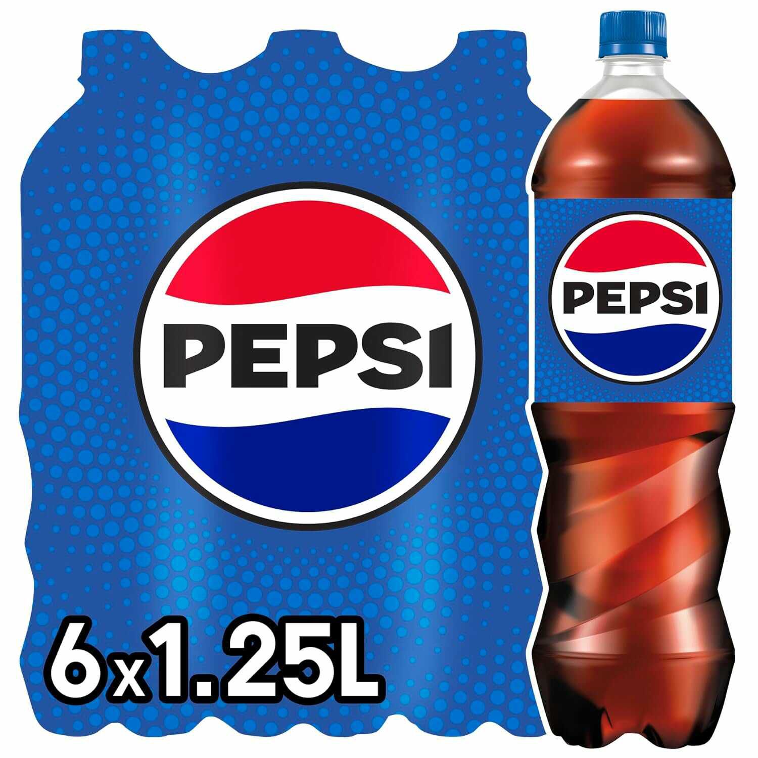pepsi Original, Koffeinhaltige Cola in Flaschen, EINWEG (6 x 1.25 l) 5,29€ statt 13,18€