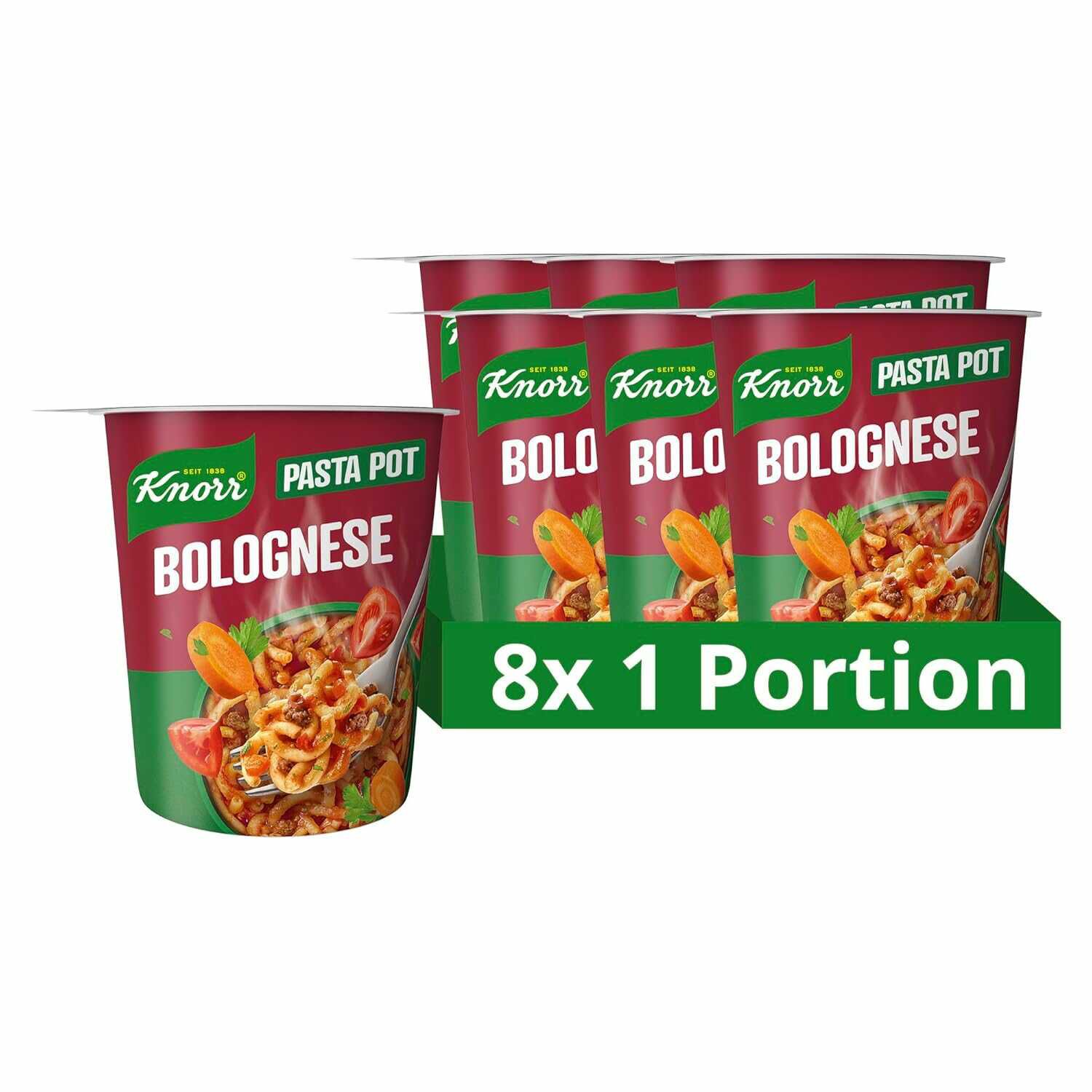 (Prime) 8x 60 g Knorr Pasta Snack Pot Bolognese 7,59€ statt  13€