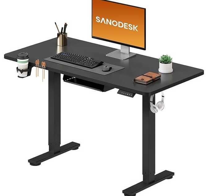 Sanodesk elektrisch höhenverstellbarer Schreibtisch 110x54cm schwarz