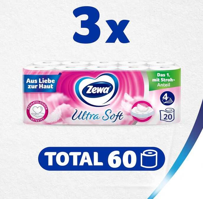 ZEWA Ultra Soft Toilettenpapier 60 Rollen 25,51€ statt 46,80€ ZEWA Ultra Soft Toilettenpapier 60 Rollen 25,51€ statt 46,80€