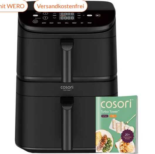 COSORI Doppel-Heißluftfriteuse Turbo Power 159,99€ statt 174,99€ COSORI Doppel Heißluftfriteuse Turbo Power 159,99€ statt 174,99€
