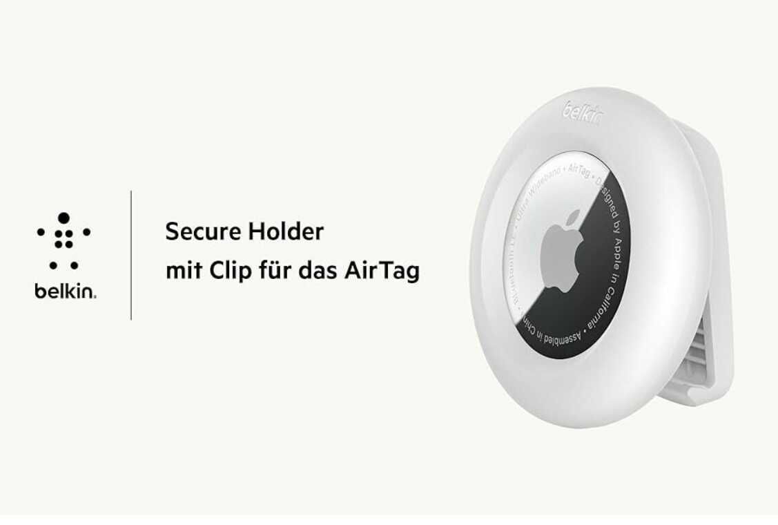 [Prime] Belkin Apple AirTag Schutzhülle / Secure Holder mit Clip in Weiß für 3,84€ statt 6,33€
