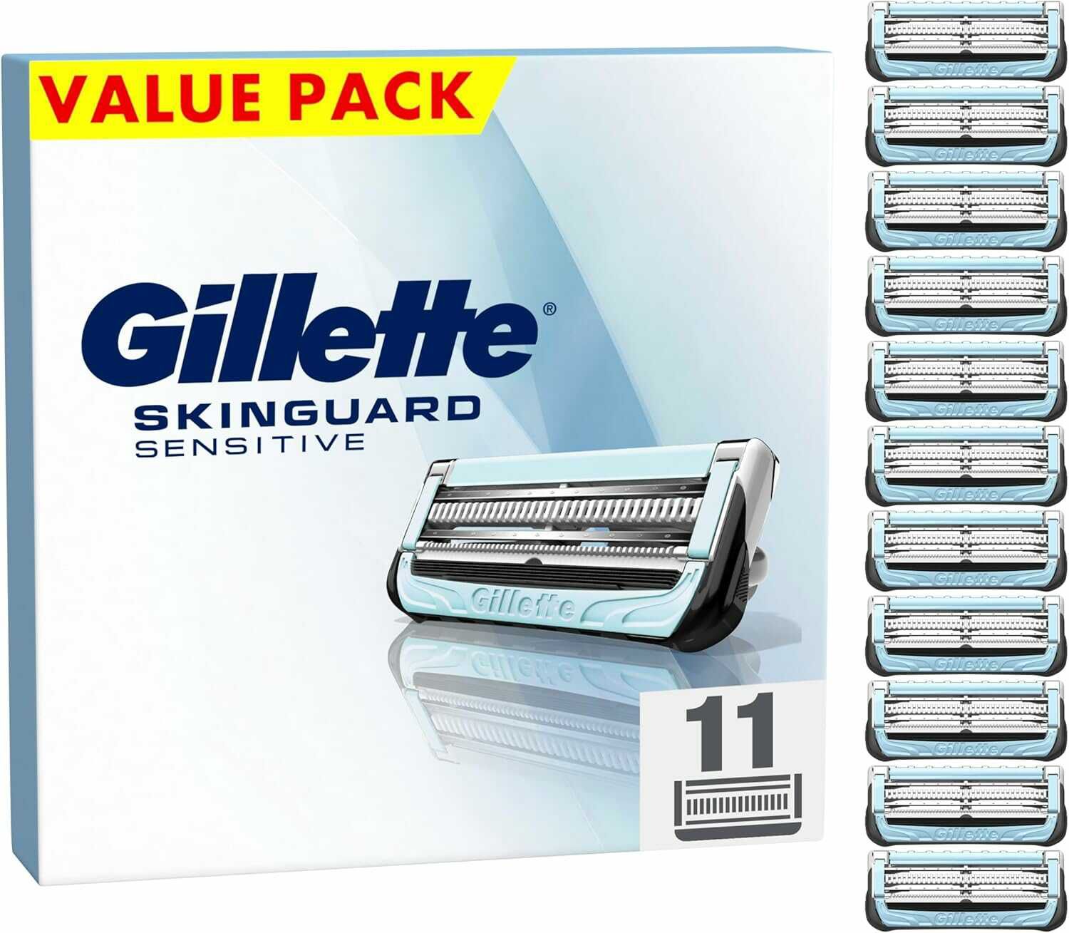 Gillette SkinGuard Sensitive Rasierklingen, Klingen für Männer, 11 Original Ersatzklingen für 28,80€ PVG 38,99€