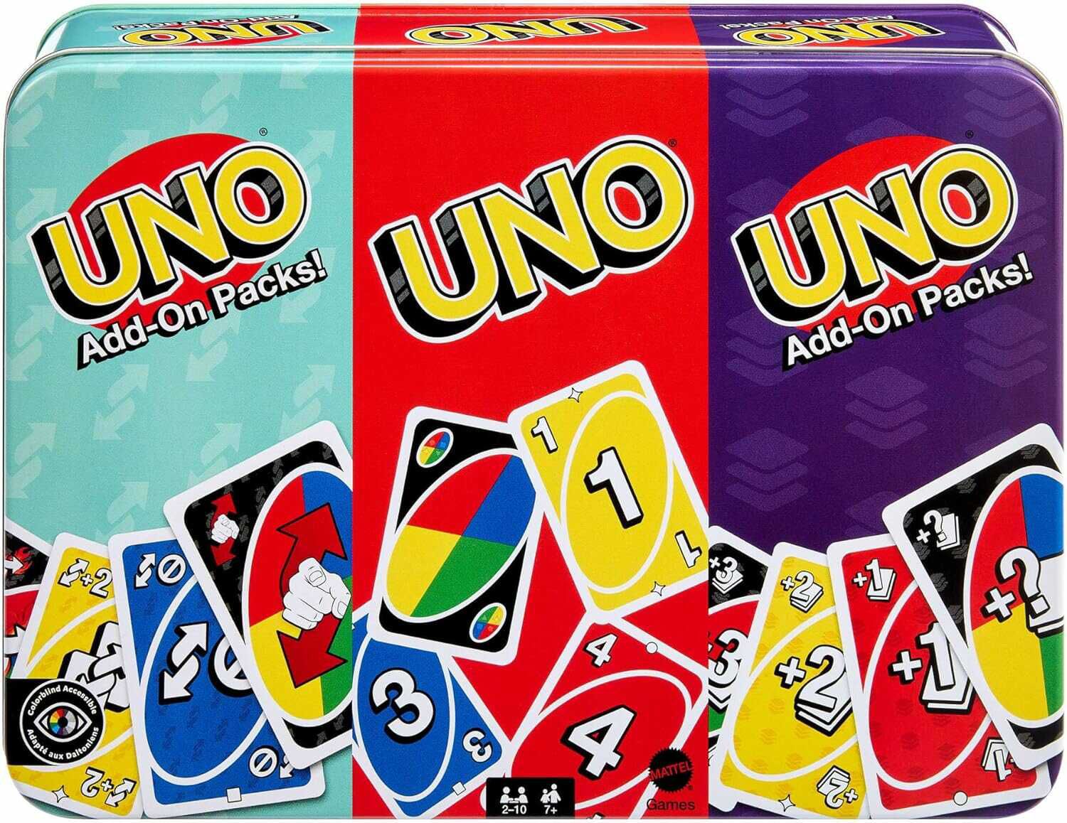Mattel Games UNO Kartenspiel mit Zwei Erweiterungssets und Sammelmetalldose 9,99€ statt  18,99€